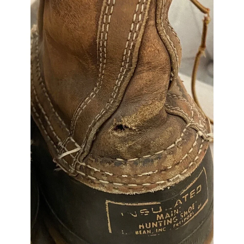 Vintage LL BEAN Waterproof Maine Hunting Boots Mens Size 10 Leather USA made